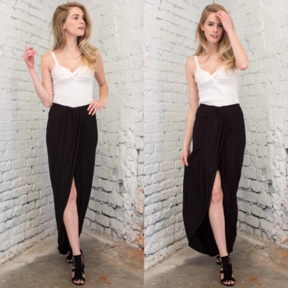 LAST ONE-LARGE!! Black Asymmetrical Maxi Skirt - Picture 1 of 4